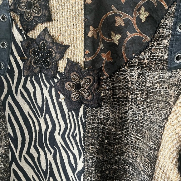 Sandy Starkman Silk and Leather Vintage Patchwork Jacket - Picture 13 of 14